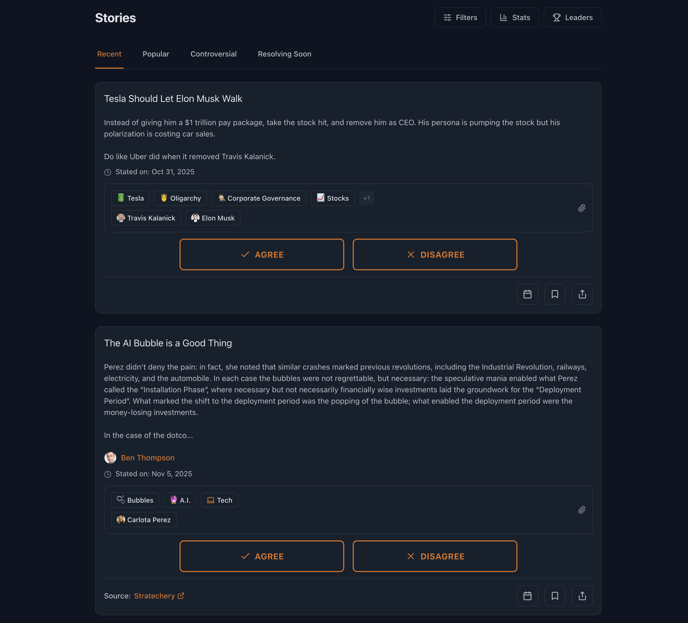 Takebook feed overview